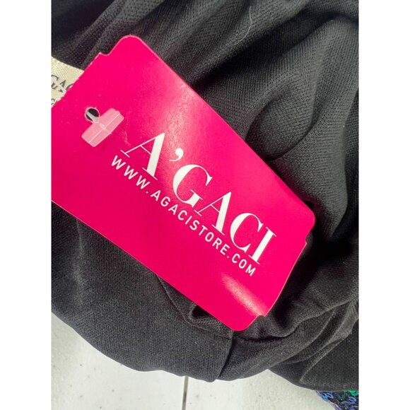 NWT AGACI S Sequin Mini Dress Green Blue Iridescent V-Neck Mermaid Bodycon - Picture 9 of 11